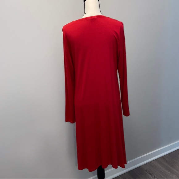 Eileen Fisher Red Medium Scoop Neck Swing Dress - Picture 4 of 5